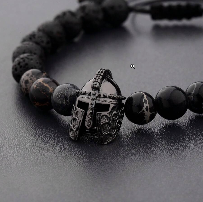 Spartan Gladiator Bracelet Warrior Natural Stone Adjustable
