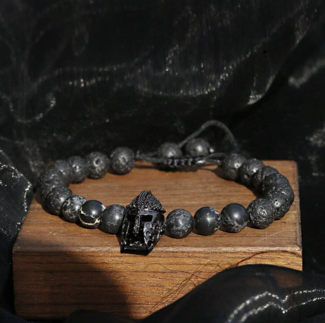 Spartan Gladiator Bracelet Warrior Natural Stone Adjustable