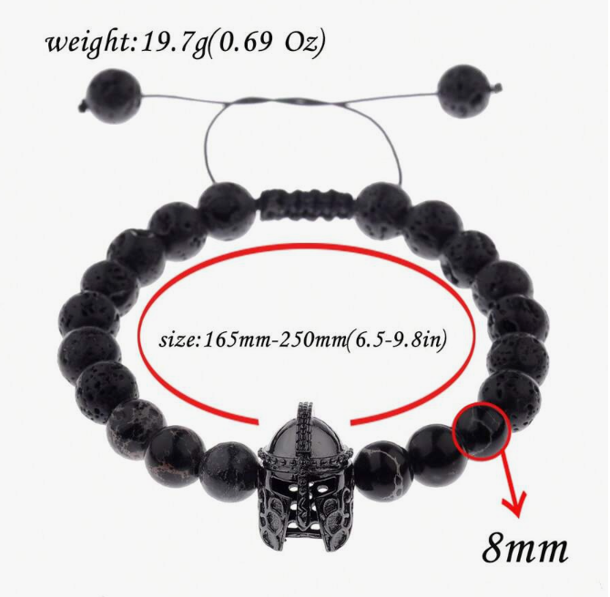 Spartan Gladiator Bracelet Warrior Natural Stone Adjustable
