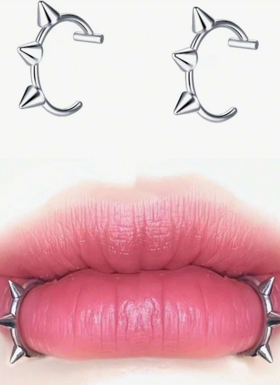 Punk Spiked clip Lip Ring (2pcs)