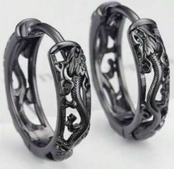 Punk Rock Black Dragon Earrings