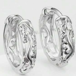Punk Rock Silver Dragon Earrings
