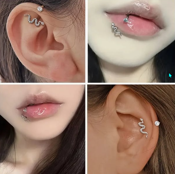 Snake Horseshoe Lip Ring
