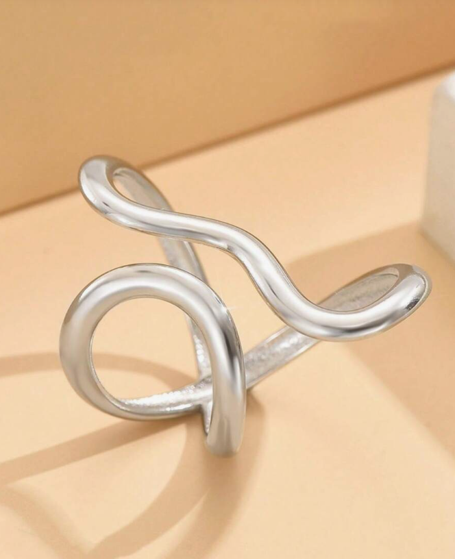 Wavy Stainless Steel Adjustable Ring