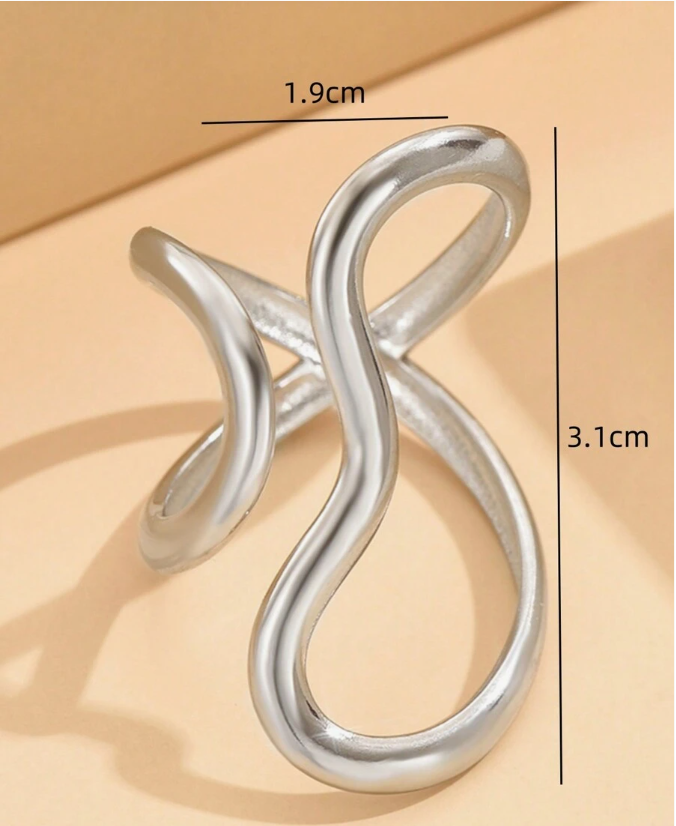 Wavy Stainless Steel Adjustable Ring
