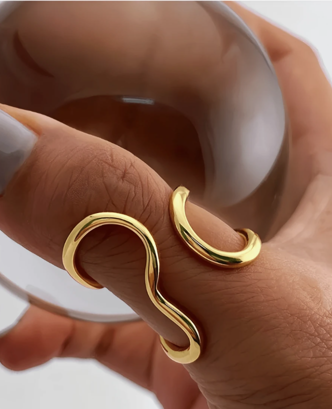 Wavy Stainless Steel Adjustable Ring