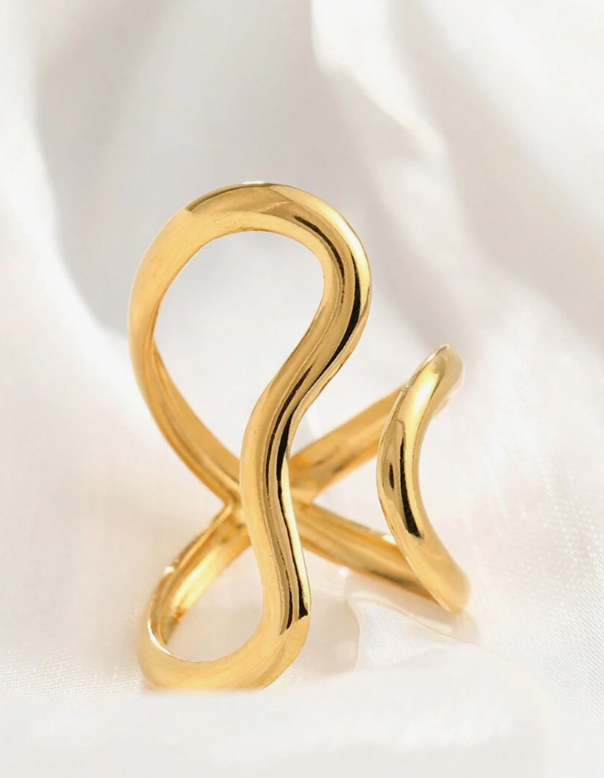Wavy Stainless Steel Adjustable Ring