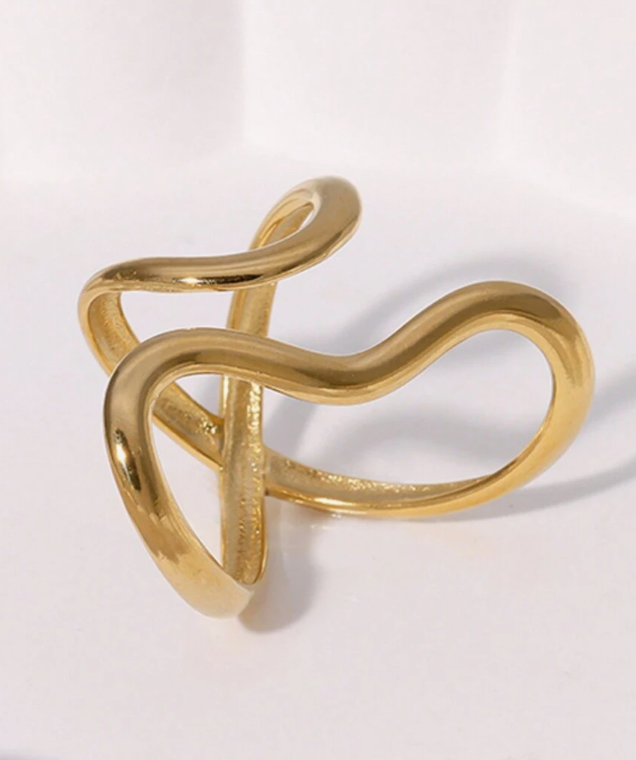 Wavy Stainless Steel Adjustable Ring