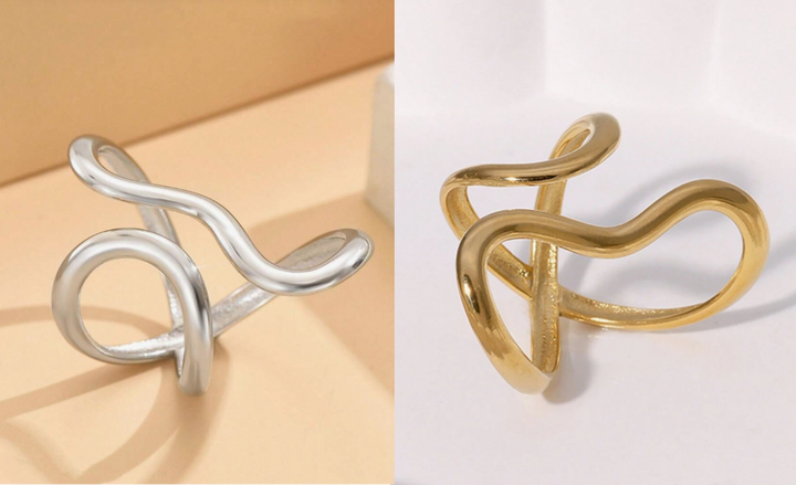 Wavy Stainless Steel Adjustable Ring