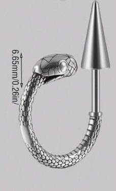 Silver Serpent Lip Ring And Earring