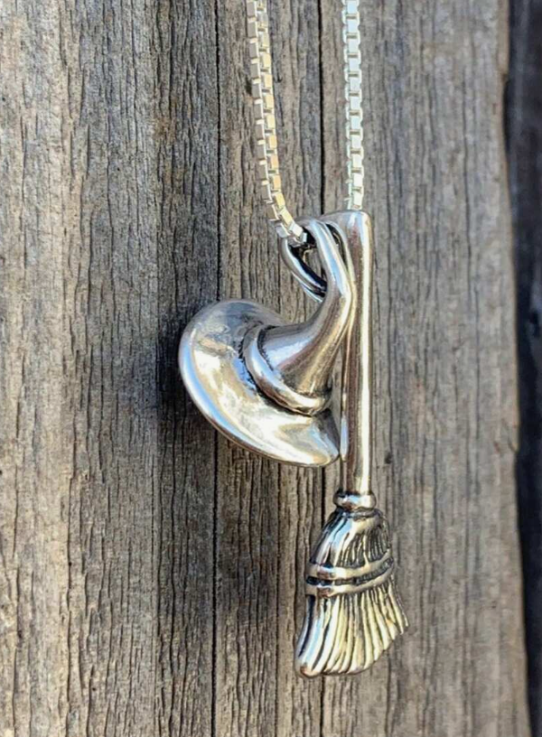 Witch Broom And Hat Necklace