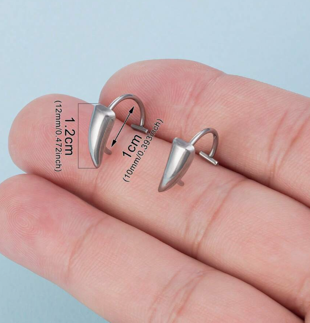 2pcs Exaggerated Gothic Style Stainless Steel Fake Lip Piercing