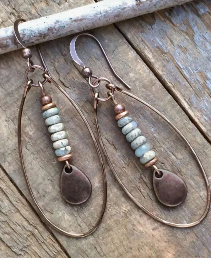 Boho Glass Stones Dangle Earrings