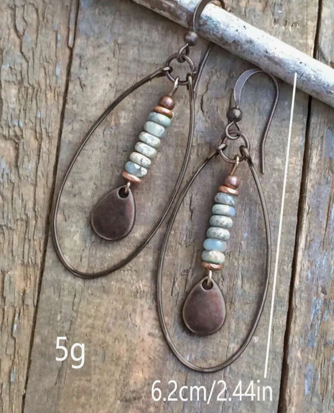 Boho Glass Stones Dangle Earrings