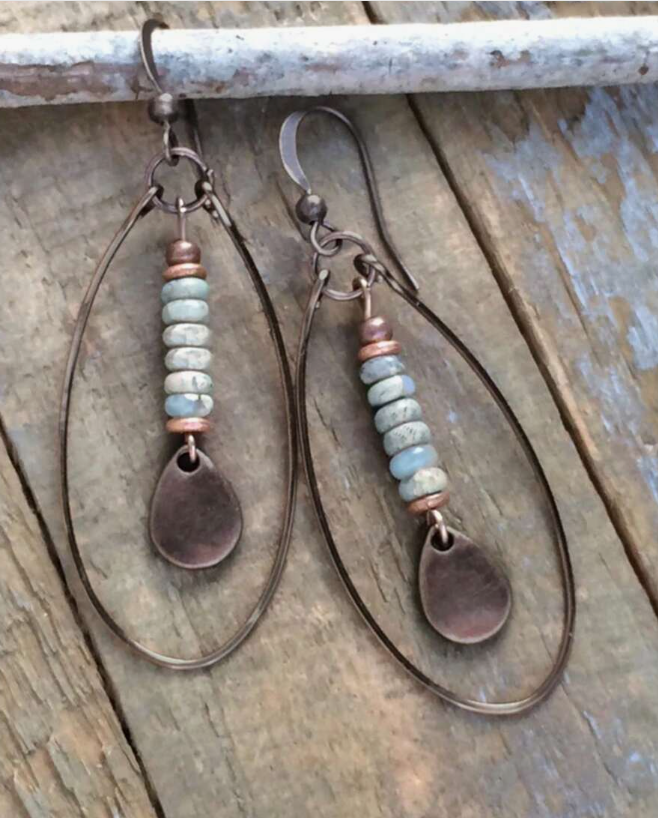 Boho Glass Stones Dangle Earrings