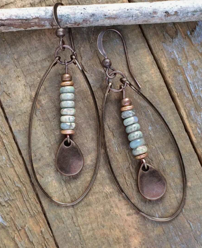 Boho Glass Stones Dangle Earrings