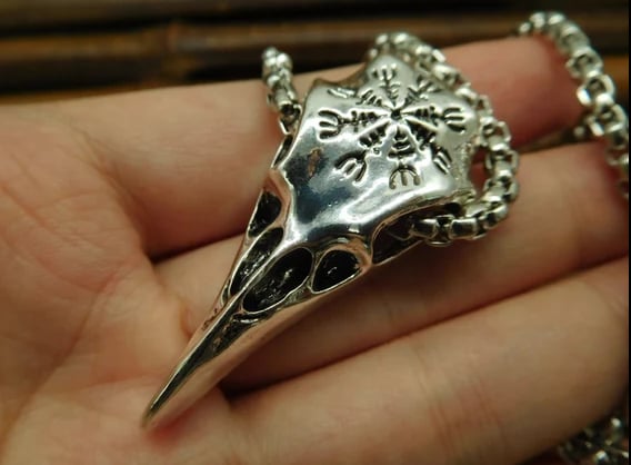 Raven Skull Pendant - Stainless Steel