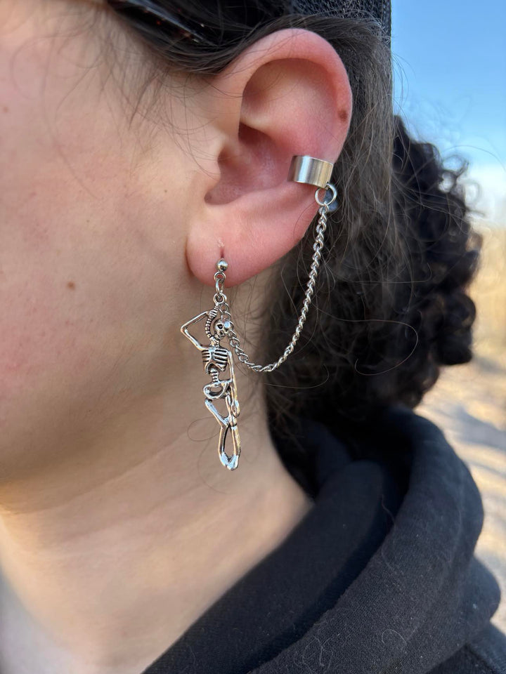 Hanging Skeleton With Ear Cuff