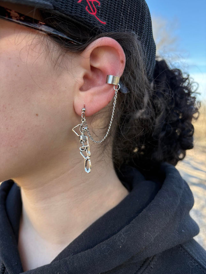 Hanging Skeleton With Ear Cuff