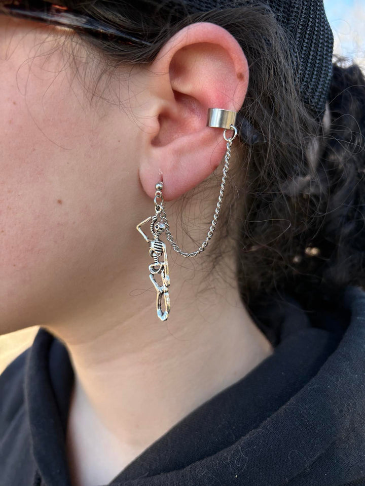 Hanging Skeleton With Ear Cuff