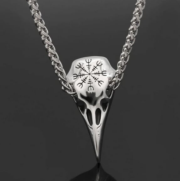 Raven Skull Pendant - Stainless Steel