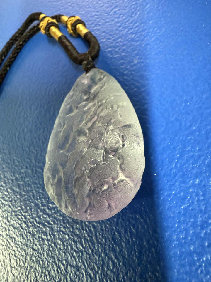 Natural Czech Meteorite Pendant Necklace - Light Purple Water Drop Design