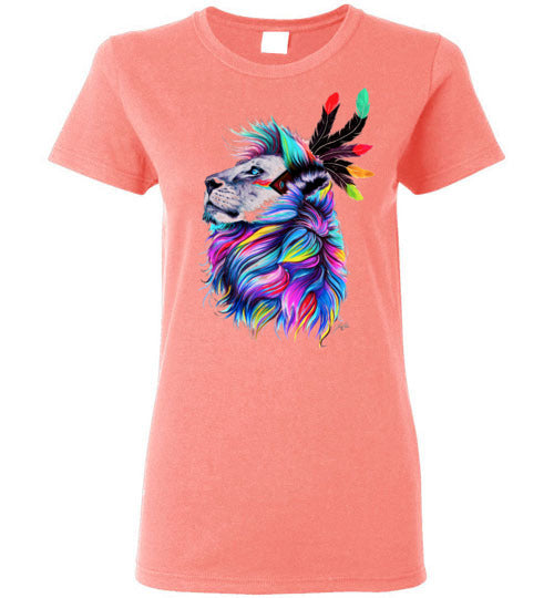 Colorful Bold Lion - Ladies T-Shirt (Small-2XL)
