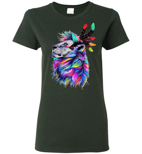 Colorful Bold Lion - Ladies T-Shirt (Small-2XL)