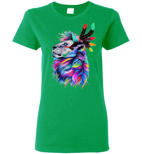 Colorful Bold Lion - Ladies T-Shirt (Small-2XL)