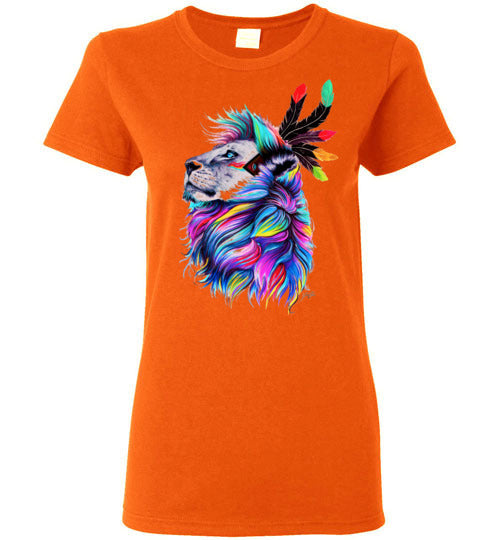 Colorful Bold Lion - Ladies T-Shirt (Small-2XL)