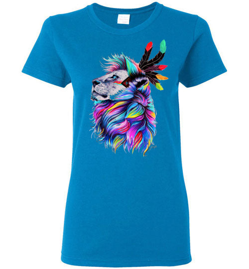 Colorful Bold Lion - Ladies T-Shirt (Small-2XL)