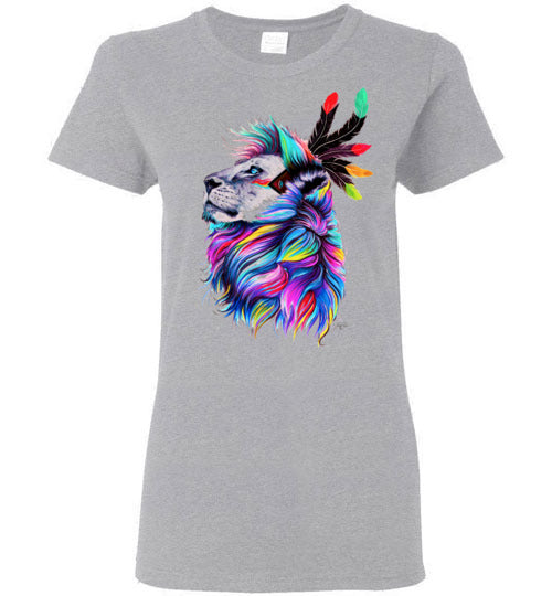 Colorful Bold Lion - Ladies T-Shirt (Small-2XL)