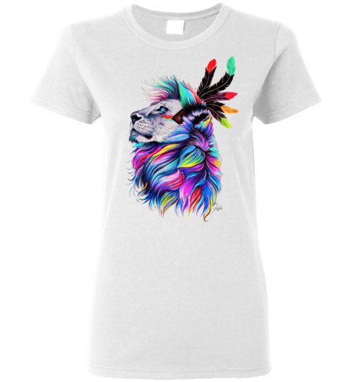 Colorful Bold Lion - Ladies T-Shirt (Small-2XL)