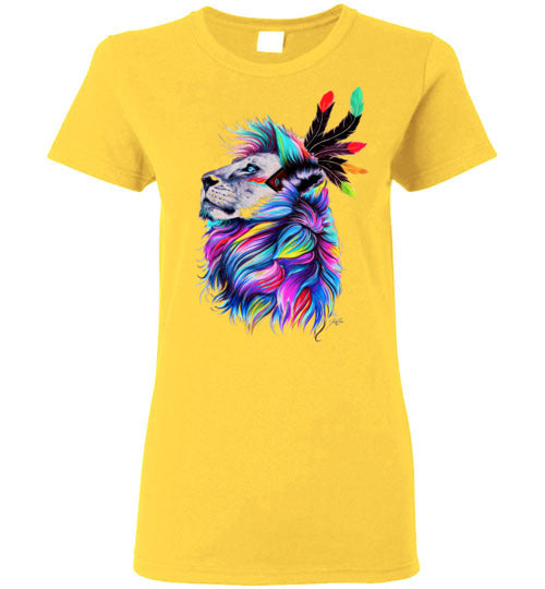 Colorful Bold Lion - Ladies T-Shirt (Small-2XL)