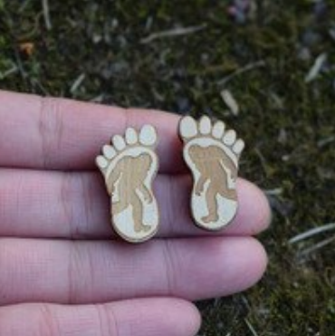 Wood Feet Bigfoot Imprinted Earrings