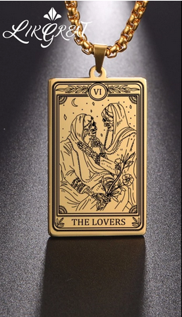 Tarot Card "The Lovers" Talisman Skull Necklace