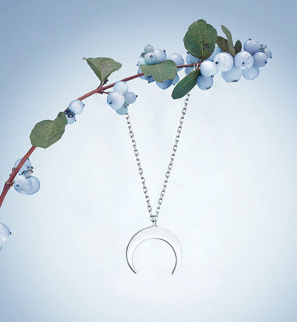 Crescent Moon Necklace Sterling Silver .925