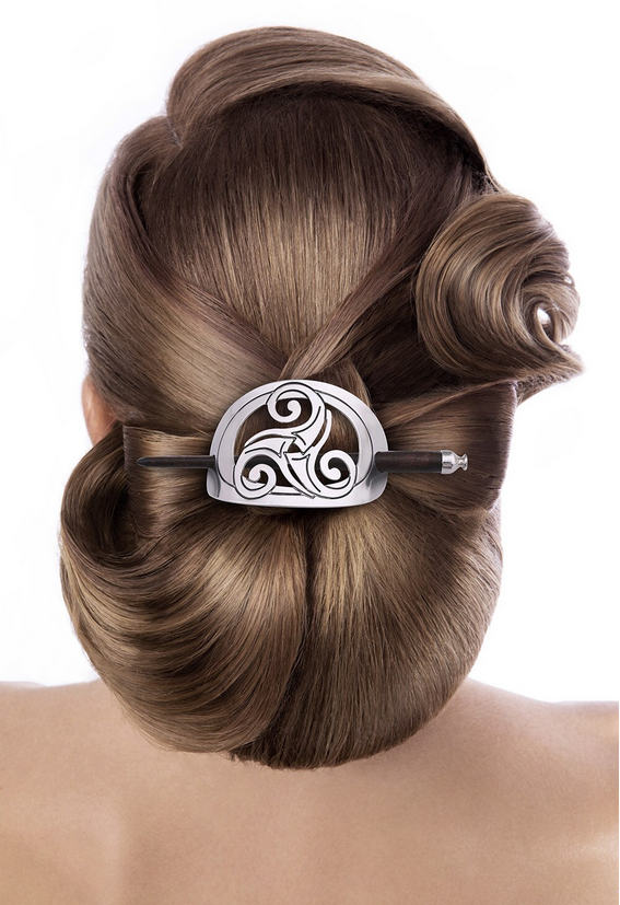 Nordic Symbol Triskel Hair Holder W/ Wood Hair Stick