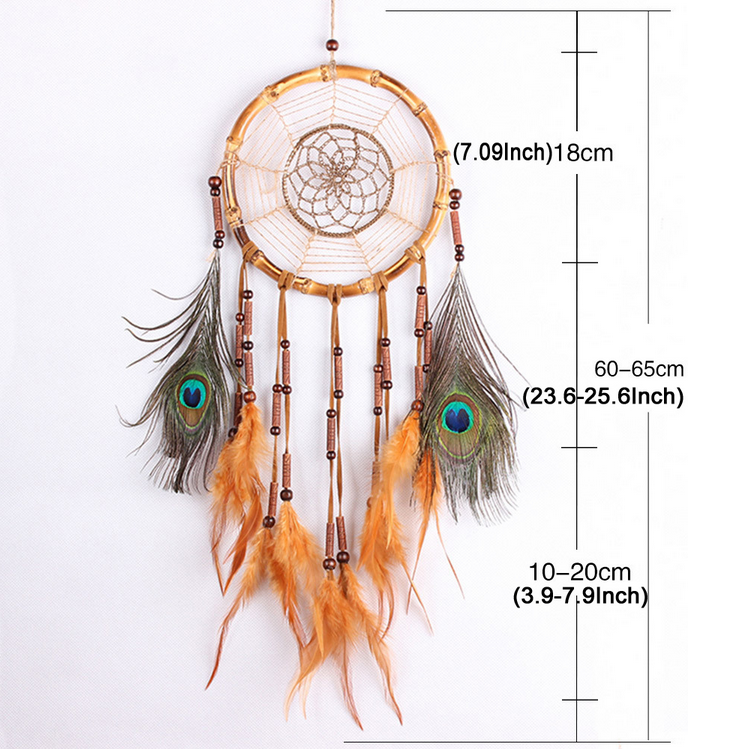Native American Style Dreamcatcher Handmade With Peacock Feather