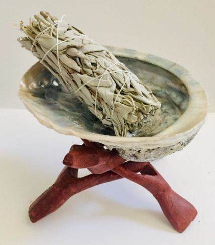 Abalone Smudge Bowl and Stand (Med or Large)