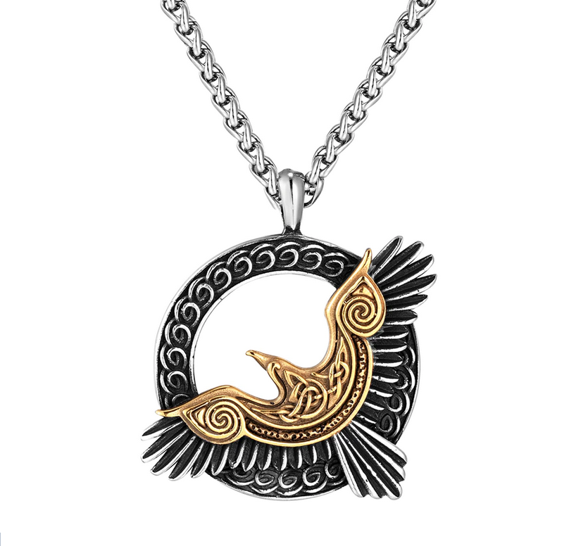 Norse Eagle Necklace Mix Gold/Silver Amulet Pendant