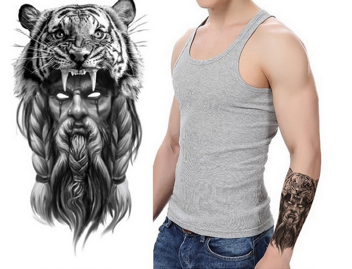 Tiger Shaman Henna Temporary Tattoo