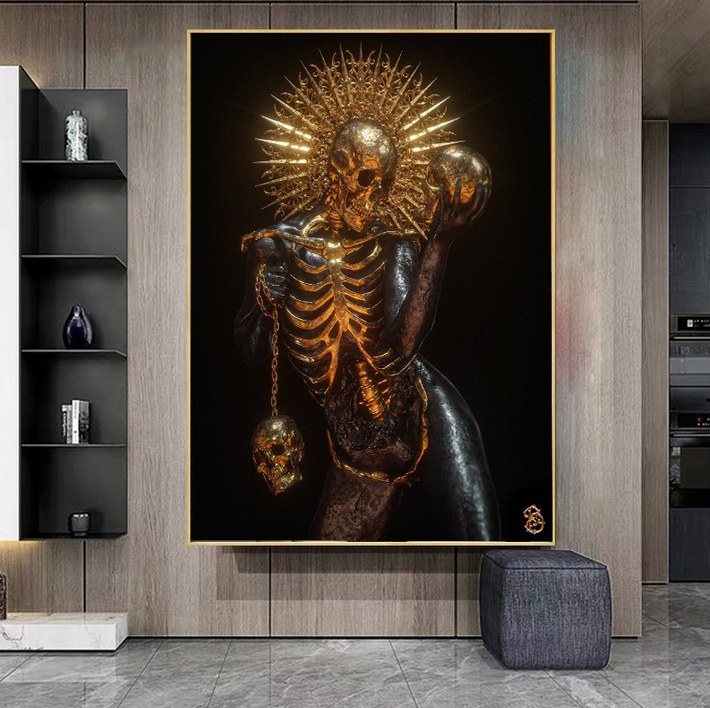 Golden Skeleton Poster Wall Art - No Frame