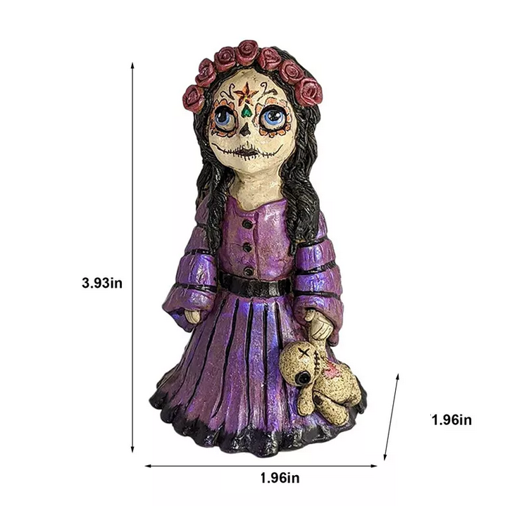 Resin Scary Voodoo Girl With Doll Incense Burner