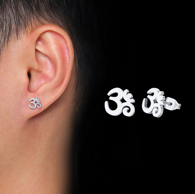 Om Sacred Symbol Stud Earrings