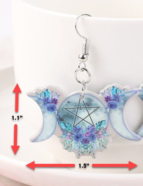Acrylic Witch Symbol Pentagram Earrings