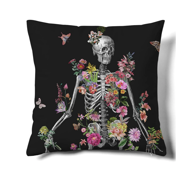 Comfy Skeleton Flower Pillow Case - No Pillow