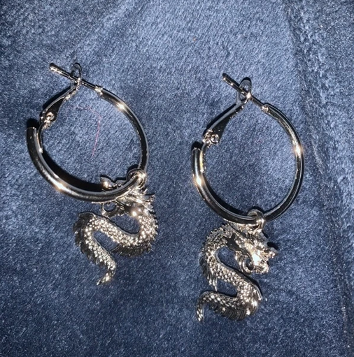 Chinese Dragon Hoop Earrings