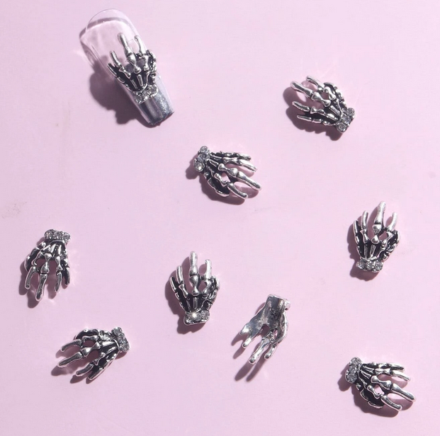 Metal Skeleton Hand Finger Nial Art (10 pcs)