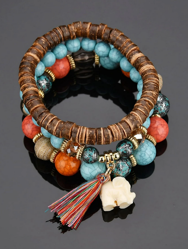 Stacked Multi Color Natural Stone Beads Bracelet